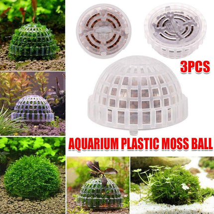 3pcs Aquarium Plastic Moss Ball Fish Decoration Aquatic Plant Accessories.