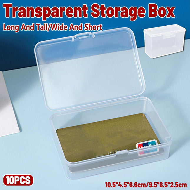 10PCS Card Storage Box Transparent Plastic Holder ID Business Card Organizer - Wide And Short.