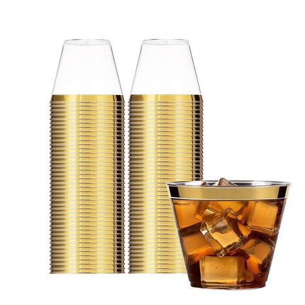 100pcs 9OZ Hot Gold Silver Plastic Wine Cup Western Food Cup Ice Cream - Silver.