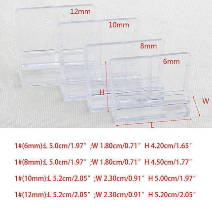 4Pcs Aquarium Fish Tank Glass Cover Support Holder Acrylic Clip Bracket 6/8/10/12mm - 10mm.