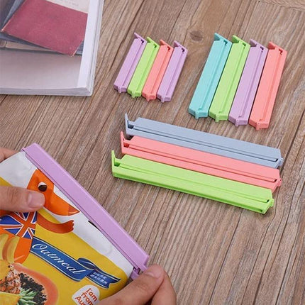 Plastic Sealing Bag Clip Sealer Clamp Kitchen Storage Food Snack Chips Seal Tool - 12PCS.
