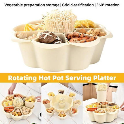 Multifunctional Hot Pot Platter 9 Grid Serving Dish Vegetable Snack Plate Tray.