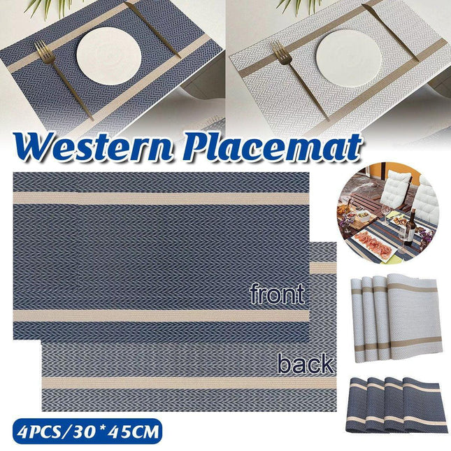 4X Anti-Slip Woven Placemat Waterproof Oil-proof Placemat Heat Resistant PVC Mat - Beige.