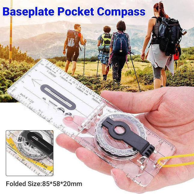Baseplate Pocket Compass Military Orienteering Hiking Camping Maps Lensatic Army.