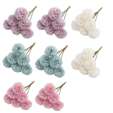 12pcs Artificial Dandelion Fake Flower Simulation Arrangement Desktop Decoration - Pink.