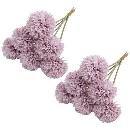 12pcs Artificial Dandelion Fake Flower Simulation Arrangement Desktop Decoration - Pink.