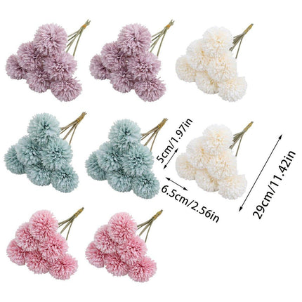 12pcs Artificial Dandelion Fake Flower Simulation Arrangement Desktop Decoration - White.