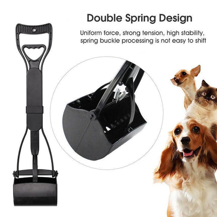 Long Handle Pet Pooper Scooper with Clamping Jaw for Dog Waste Pickup Outdoor Use.