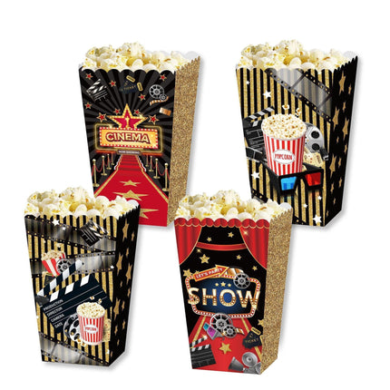 24 PCS Movie Night Snack Trays Popcorn Food Drink Holder Cinema Party Supplies - 24pcs-BM006.