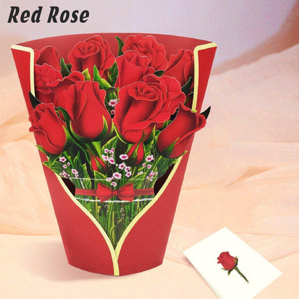 New Style 3D Pop Up Cards Paper Flower Bouquet Greeting Card for All Occasions - Poppy.