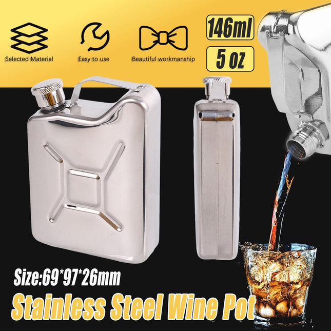146ml Portable Outdoor Camping Oil Can Thick Stainless Steel Fuel Bottle Flask.