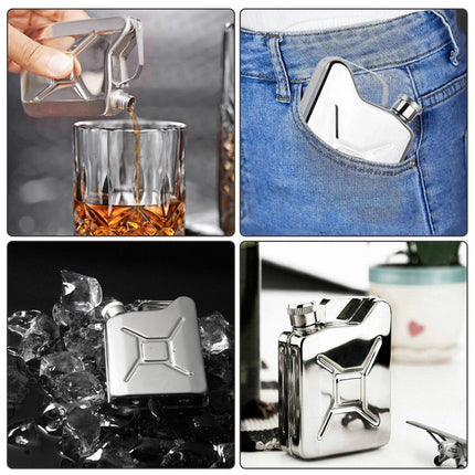 146ml Portable Outdoor Camping Oil Can Thick Stainless Steel Fuel Bottle Flask.