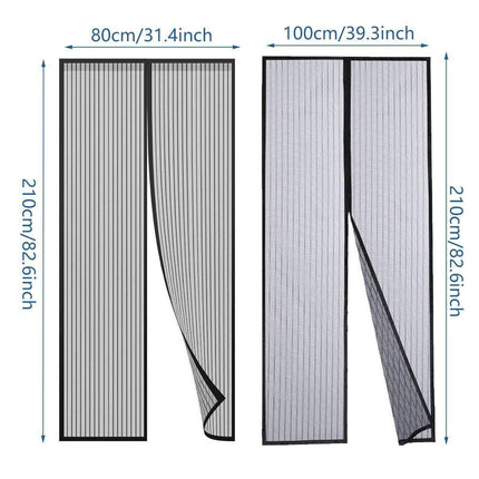 Striped Screen Door Curtain Mesh with Auto Close for Insect Protection and Ventilation - 100*210cm.