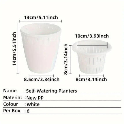 6pcs Self Watering Flowerpot Breathable Planter Indoor Outdoor Garden Basin.