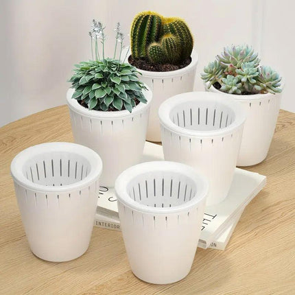 6pcs Self Watering Flowerpot Breathable Planter Indoor Outdoor Garden Basin.
