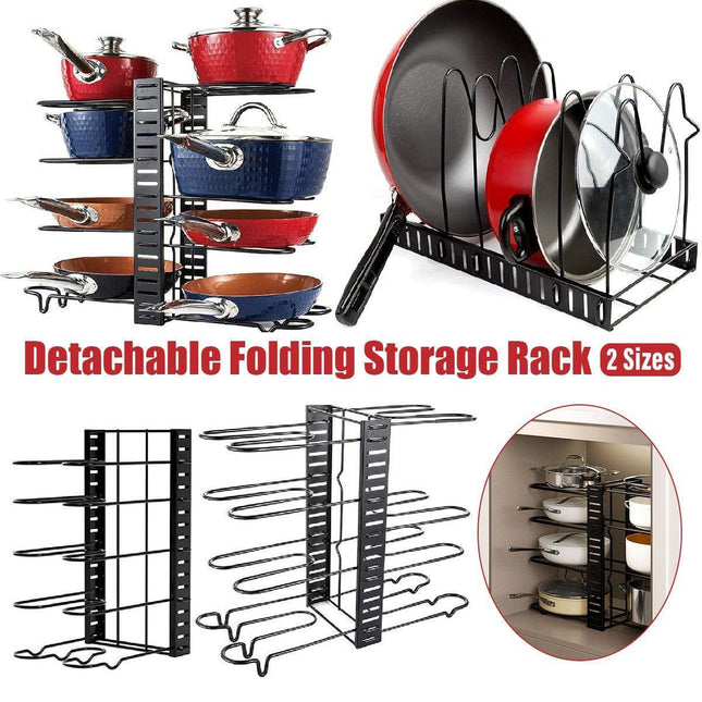 Multi-Layer Vertical Pot Lid Storage Rack Folding Kitchen Countertop Organizer - 5th-Floor.