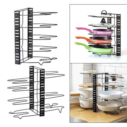Multi-Layer Vertical Pot Lid Storage Rack Folding Kitchen Countertop Organizer - 5th-Floor.