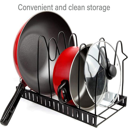 Multi-Layer Vertical Pot Lid Storage Rack Folding Kitchen Countertop Organizer - 8th-Floor.
