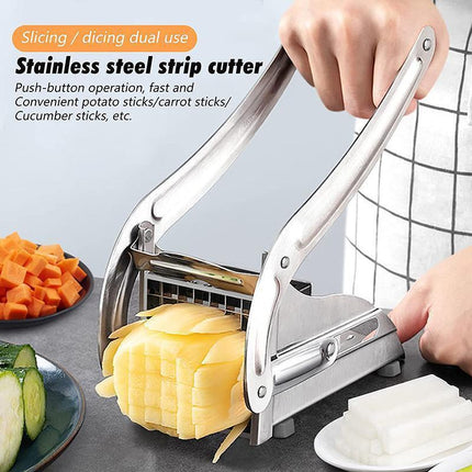 Chip Potato Chipper Maker French Fries Dicer Slicer Chopper Cutter and 2 Blades.