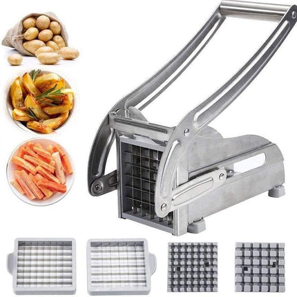 Chip Potato Chipper Maker French Fries Dicer Slicer Chopper Cutter and 2 Blades.