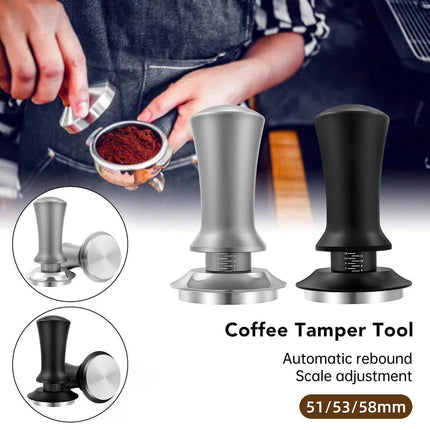 Adjustable Coffee Tamper with Scale Constant Pressure Espresso Powder Press Tool - Silver-58mm.