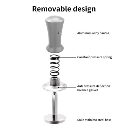 Adjustable Coffee Tamper with Scale Constant Pressure Espresso Powder Press Tool - Silver-58mm.