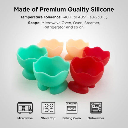 7PCS Breakfast Serving Cups Holders Set Boiled Egg Kitchen Silicone Egg Cup.