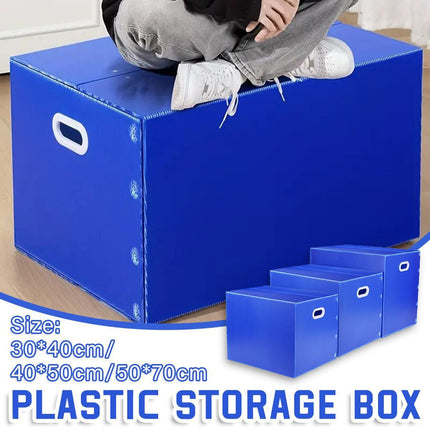Large Capacity Waterproof Plastic Storage Box Foldable Moving Organizer Durable - 70x50x50cm.