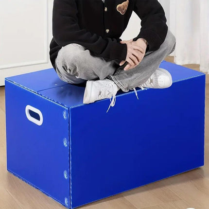 Large Capacity Waterproof Plastic Storage Box Foldable Moving Organizer Durable - 70x50x50cm.