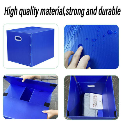 Large Capacity Waterproof Plastic Storage Box Foldable Moving Organizer Durable - 70x50x50cm.