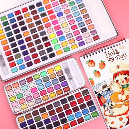 12-90 Watercolour Paint Set With Brush Painting Water Colour Kits - 50 Colours.