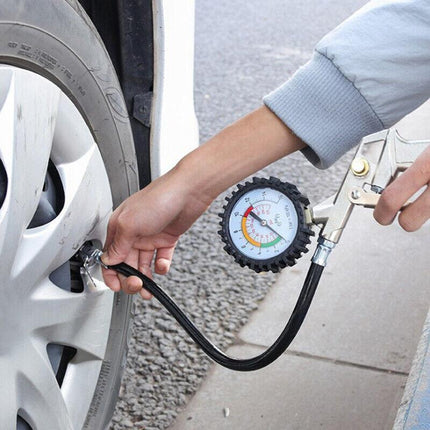 Air Tyre Inflator Pressure Meter Car Truck Tire Pump Hose Gauge Compressor Tools.