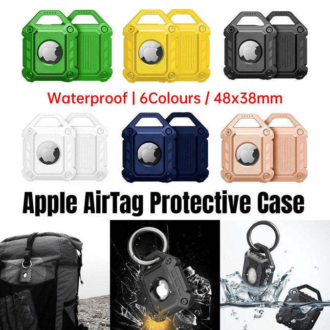 Waterproof Apple AirTag Protective Case TPU Cover Air Tag Tracker Loop Holder - Yellow.