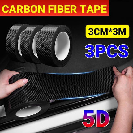 3PCS 3m Carbon Fiber Car Sticker Door Sill Anti-Scratch Tape DIY Protection Film.