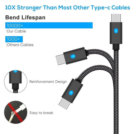 For PS5 Controller 3M USB Type-C Braided Fast Charging Cable for PS5 NS PRO.