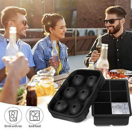 Large Ice Cube Tray Ball Maker Big Silicone Mold Sphere Whiskey Round Mould - Square 6 grid.