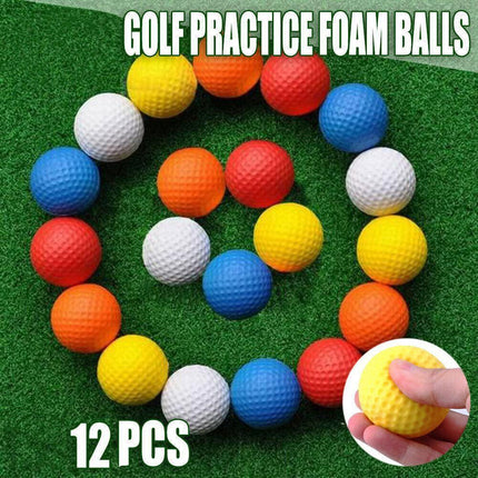 Indoor Outdoor Golf Training Foam Balls 12 Pack PU Soft Practice Accessories - Yellow.