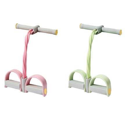 Multifunctional Foot Pedal Resistance Band Home Fitness Pulling Rope Exerciser - Pink.