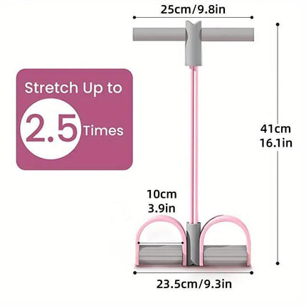 Multifunctional Foot Pedal Resistance Band Home Fitness Pulling Rope Exerciser - Pink.