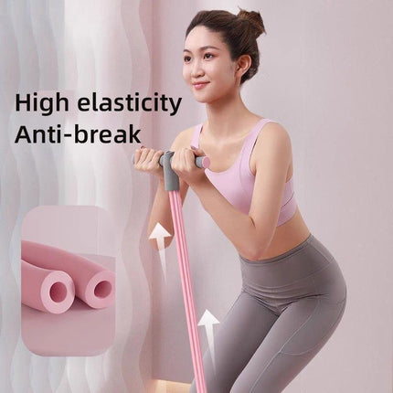 Multifunctional Foot Pedal Resistance Band Home Fitness Pulling Rope Exerciser - Pink.