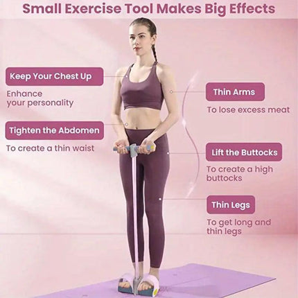 Multifunctional Foot Pedal Resistance Band Home Fitness Pulling Rope Exerciser - Pink.