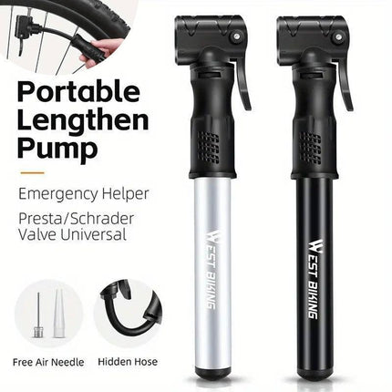 Portable Bicycle Pump Mini Inflatable Tube Pump Tire Inflator for Bike Cycling - Black.