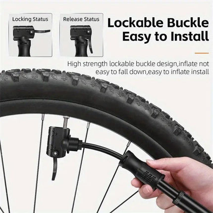 Portable Bicycle Pump Mini Inflatable Tube Pump Tire Inflator for Bike Cycling - Black.