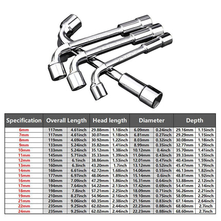 6-23mm L Shaped Socket Wrench Elbow Multi Size Hardware Repair Tool Set - 21mm.