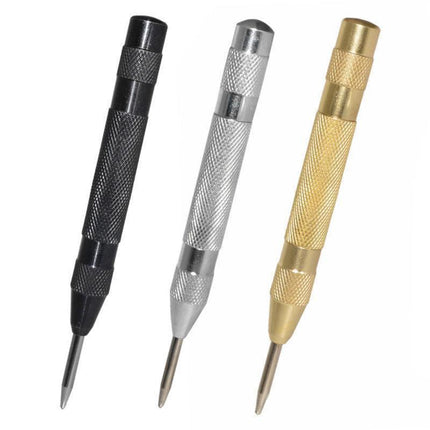 130mm Spring Loaded Centre Punch Automatic Brass Marking Tool Heavy Duty - Yellow.
