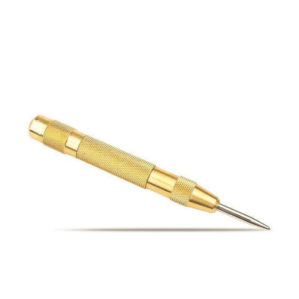 130mm Spring Loaded Centre Punch Automatic Brass Marking Tool Heavy Duty - Yellow.