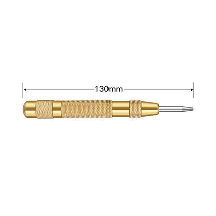 130mm Spring Loaded Centre Punch Automatic Brass Marking Tool Heavy Duty - Yellow.
