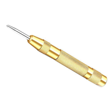 130mm Spring Loaded Centre Punch Automatic Brass Marking Tool Heavy Duty - Yellow.