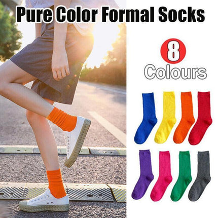Olid Pure Colour Formal Socks Cotton Fashion Casual Breathable Crew Socks - Blue 4 Pairs.