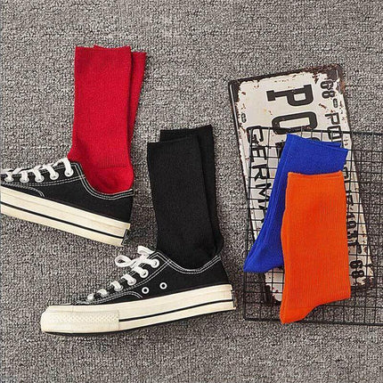 Olid Pure Colour Formal Socks Cotton Fashion Casual Breathable Crew Socks - Blue 4 Pairs.